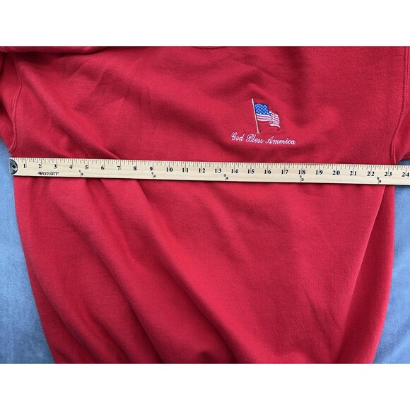 Gildan Sweatshirt Mens XL Red Ultra Blend Heavyweight Crewneck Embroidered USA - Picture 7 of 9